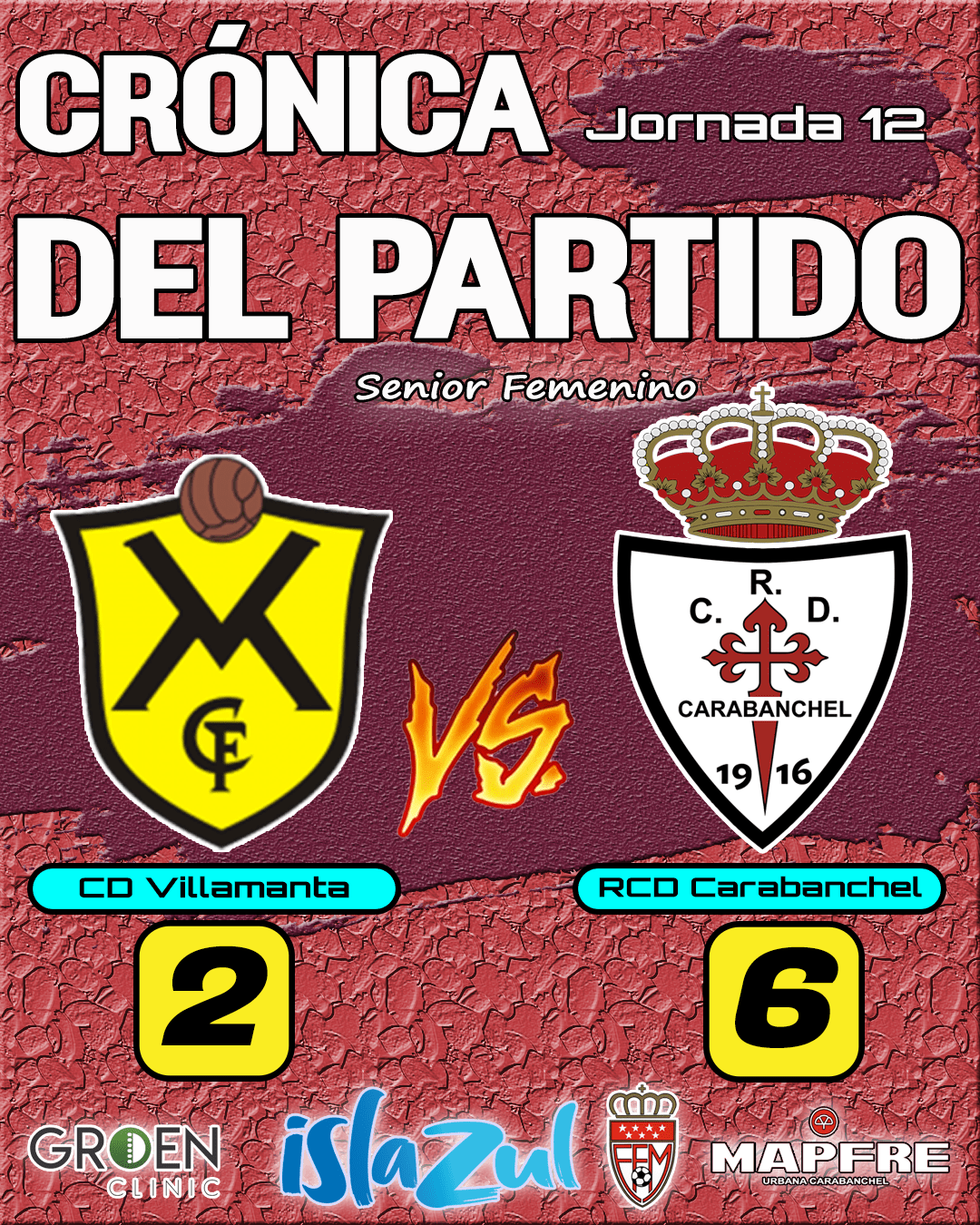 Cartel RESULTADO de Partido Femenino