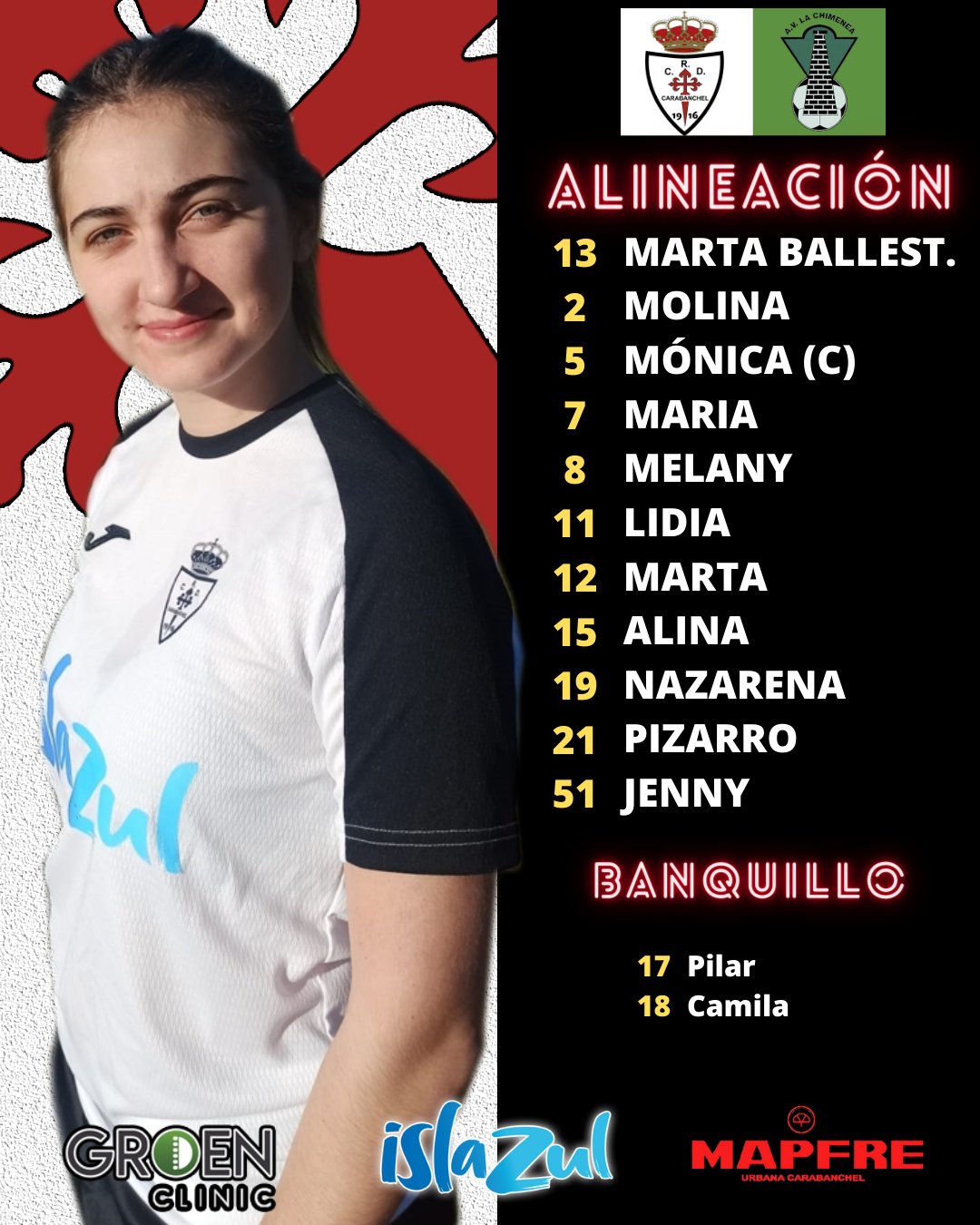 alineacion vs La Chimenea