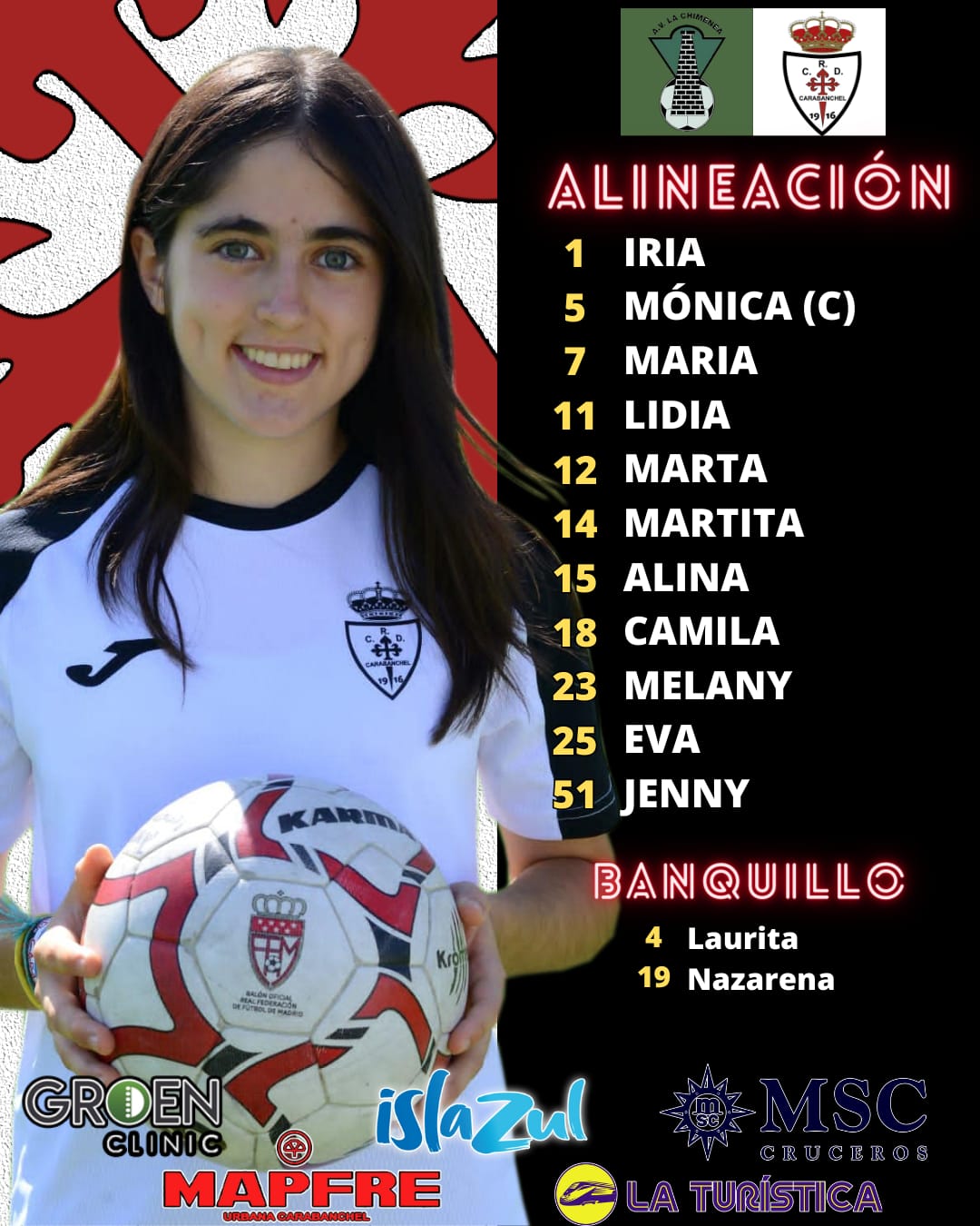 Alineacion Femenino vs La Chimenea