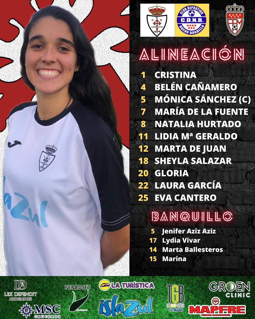 Alineacion Femenino vs Nuevo Boadilla