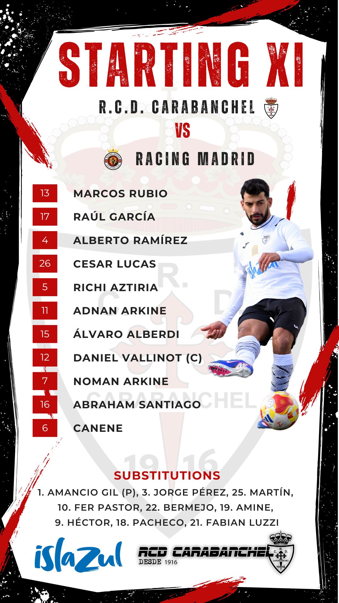Alineacion Carabanchel vs Racing Madrid