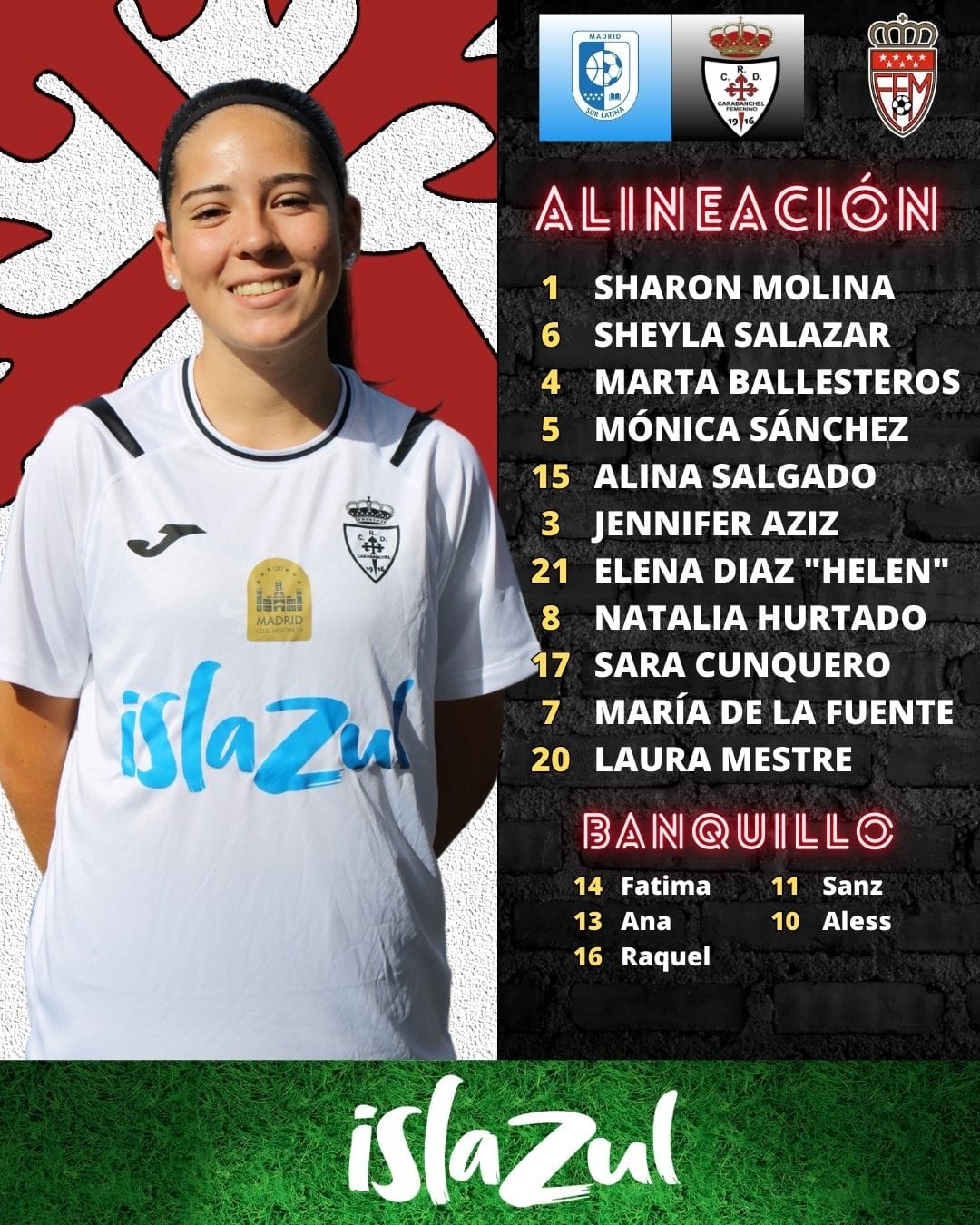 alineacion femenino vs madrid sur latina