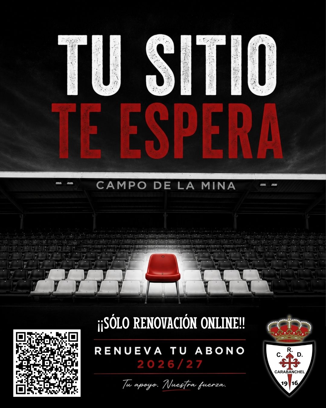 Cartel Campaña de Abonos Carabanchel 26 27 SÓLO RENOVACIÓN ONLINE